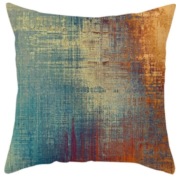 Set of 4 Abstract Blue Orange Soft Velvet Pillow Covers 18" Square Zip New #2 - Picture 4 of 9